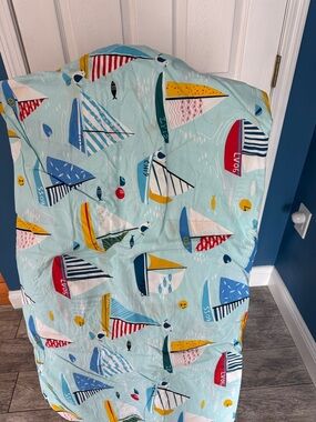 The Company Store Light Blue Nautical Sailboat Duvet Cover